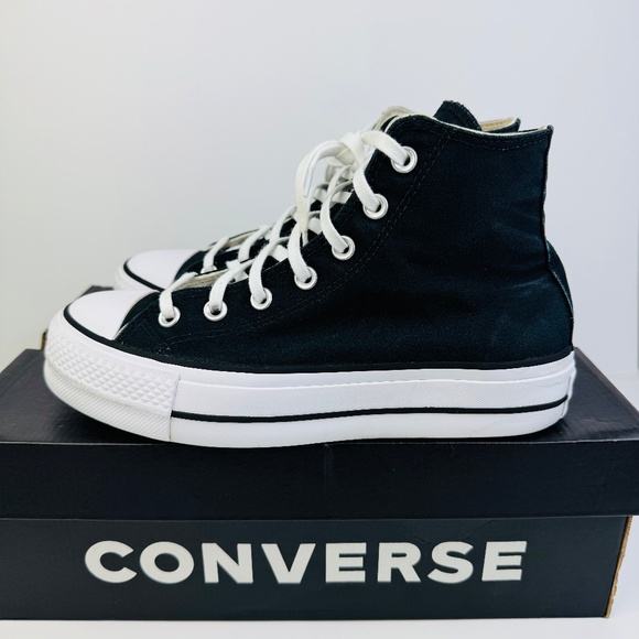 Converse Chuck Taylor All-Star Lift Platform Shoes Black & White Women's Size 8 - Picture 4 of 12